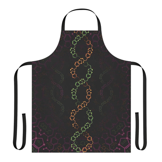Psychedelic apron featuring MDMA and 2C-B molecule artwork