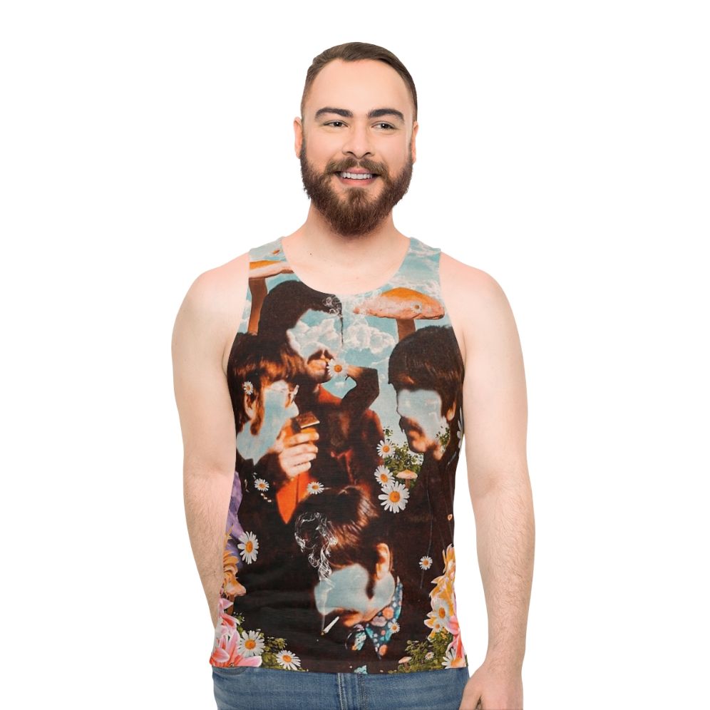 Psychedelic mushroom and flower design unisex tank top