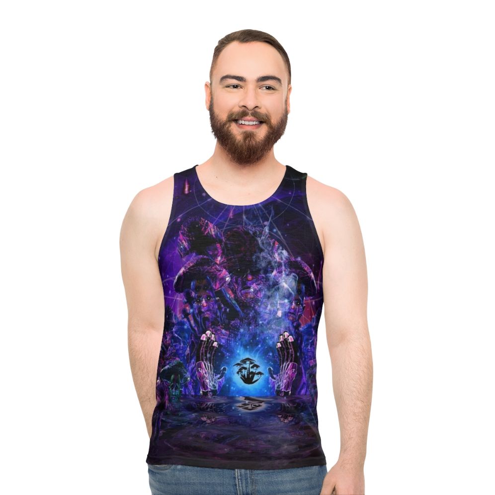 Psychedelic mushroom shaman unisex tank top