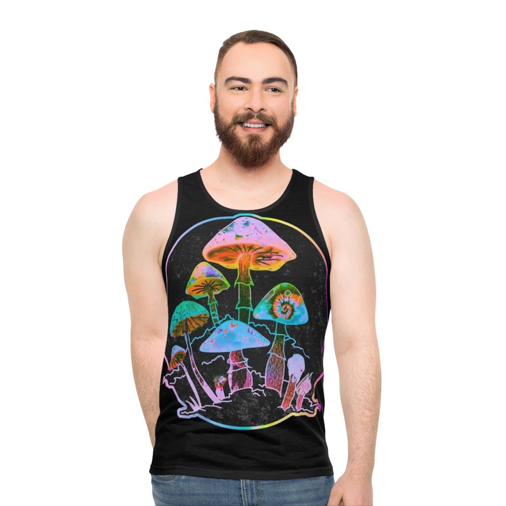Psychedelic mushroom-inspired unisex tank top