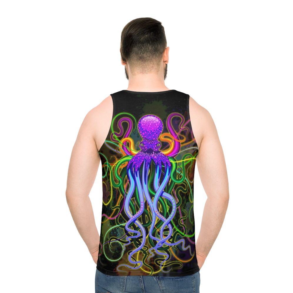 Colorful psychedelic octopus with luminescent tentacles