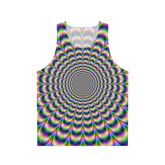 Psychedelic pulse unisex tank top with vibrant optical illusion design