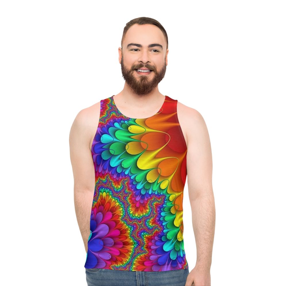 Psychedelic rainbow tie-dye unisex tank top