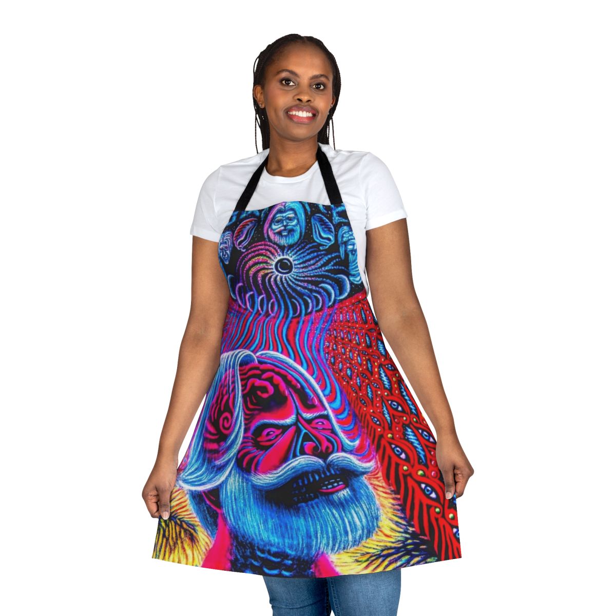 Psychedelic rock apron featuring Alex Grey-inspired artwork