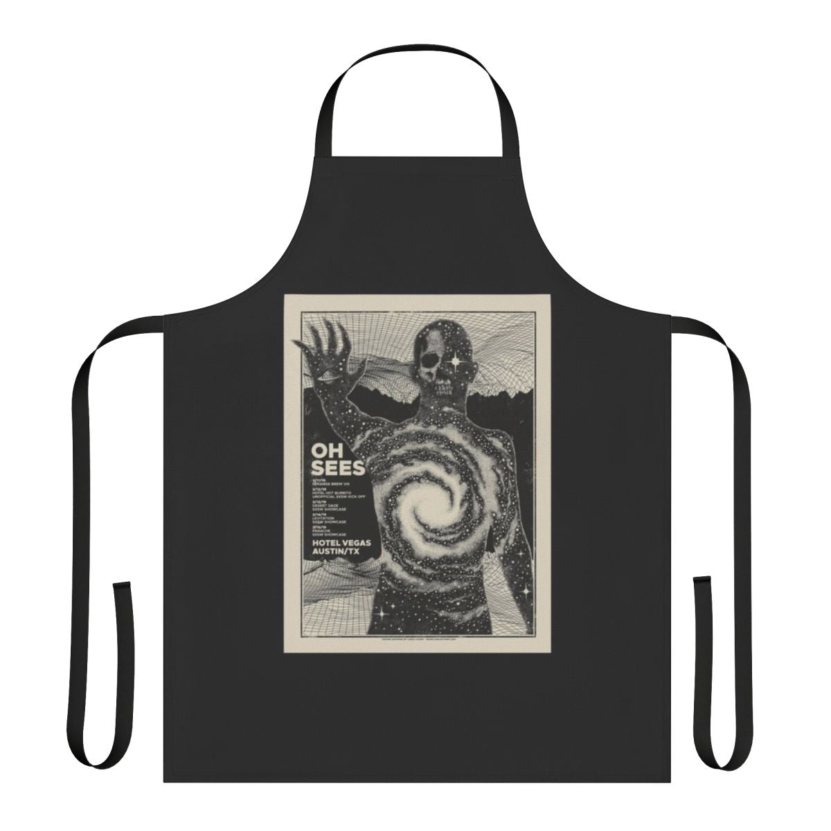Psychedelic rock-inspired apron featuring the iconic Thee Oh Sees logo and artwork
