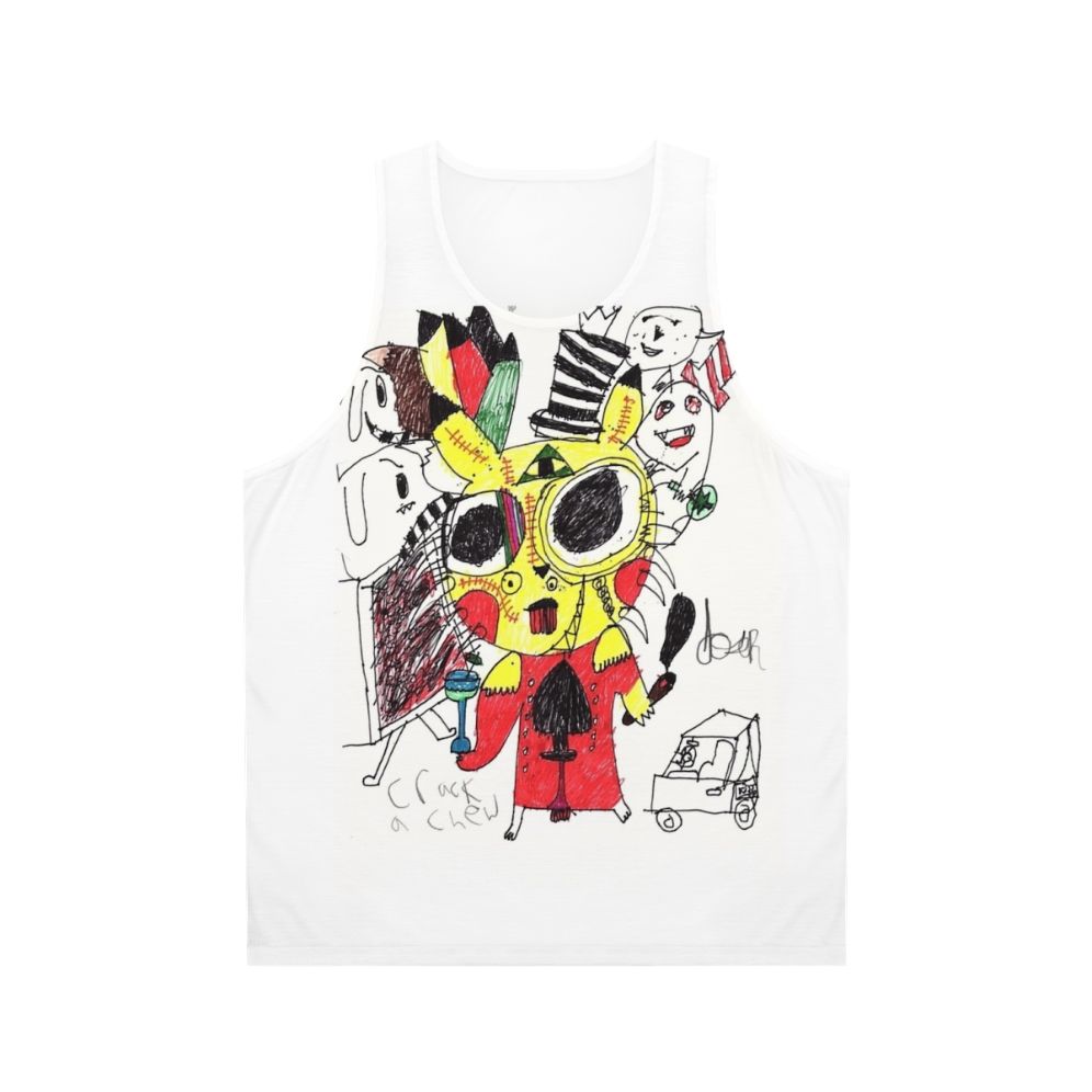 Psychedelic unisex tank top featuring abstract art design
