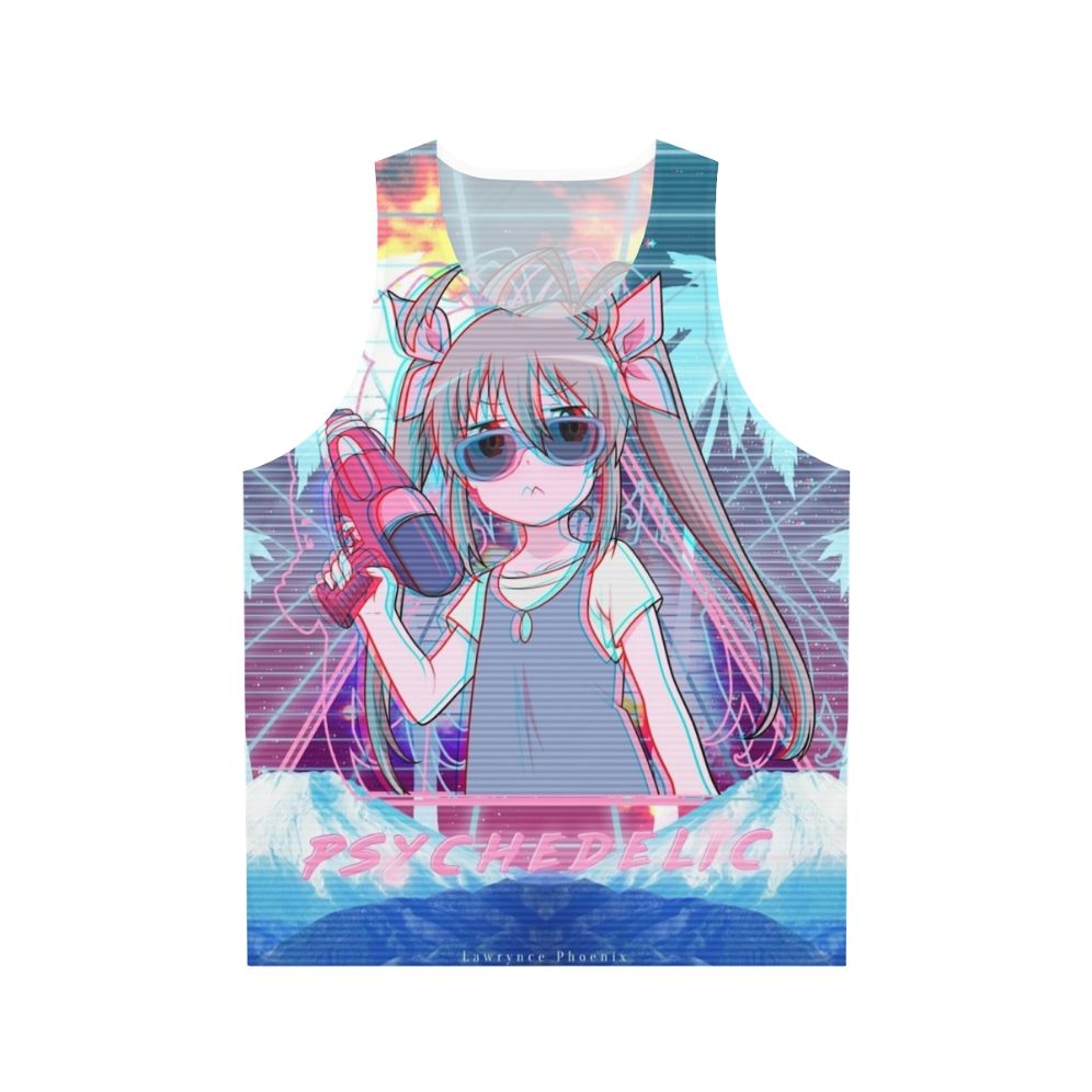Psychedelic unisex tank top with anime-inspired design