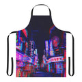 Lsd-inspired psychedelic urban city skyline design on an apron