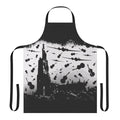 Psycho-inspired retro apron with a white print design, perfect for music fans and enthusiasts.