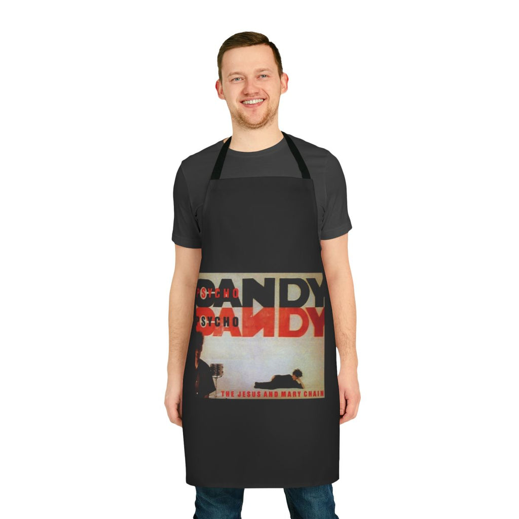 Psychocandy-themed apron featuring The Jesus and Mary Chain band logo and imagery