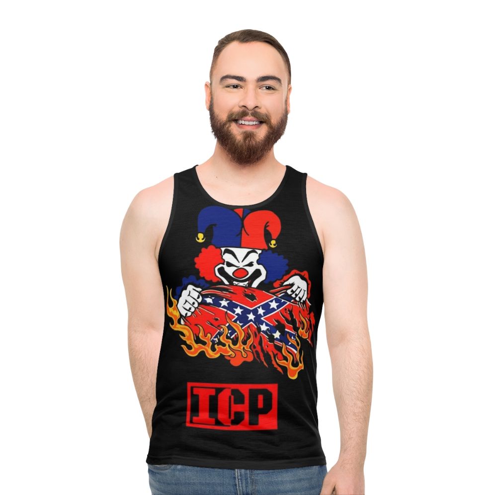 Psychopathic Vault Rebel Flag Unisex Tank Top with Colorful, Retro, and Animal Print Designs