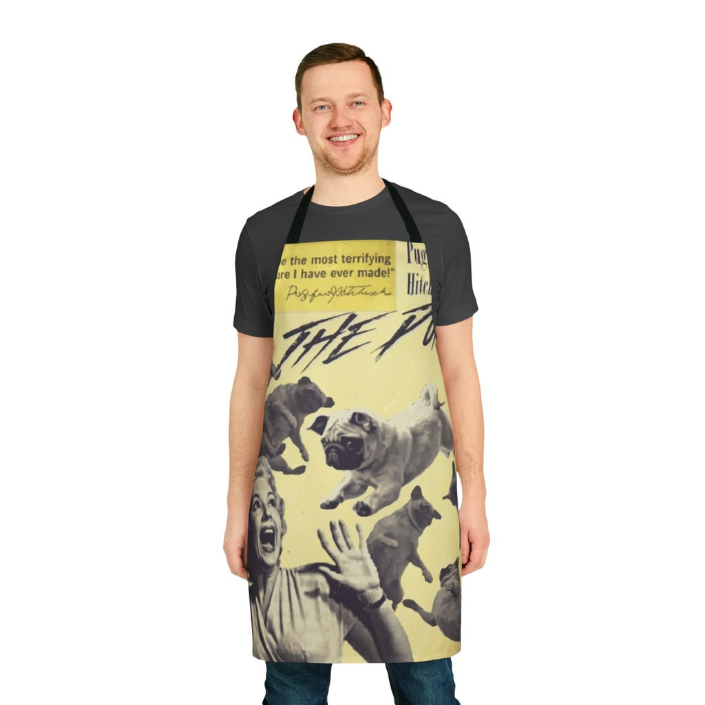 Pug attack horror-themed apron with funny pug design
