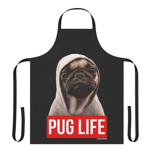 Pug themed apron with a dark lord pug design, perfect for pug lovers