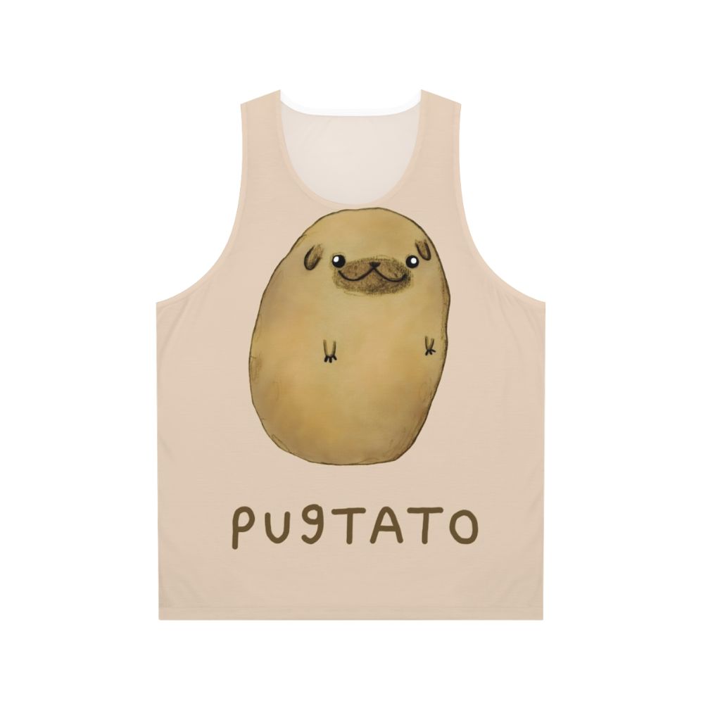 Pugtato Unisex Tank Top with Pug Dog and Potato Design