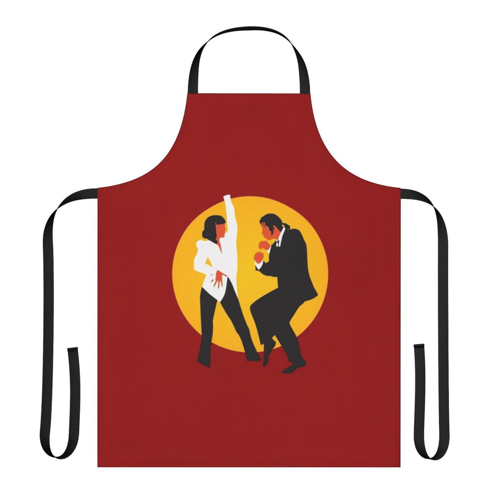 Pulp Fiction-inspired kitchen apron featuring characters and elements from the classic Quentin Tarantino movie