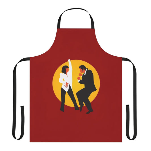 Pulp Fiction-inspired kitchen apron featuring characters and elements from the classic Quentin Tarantino movie