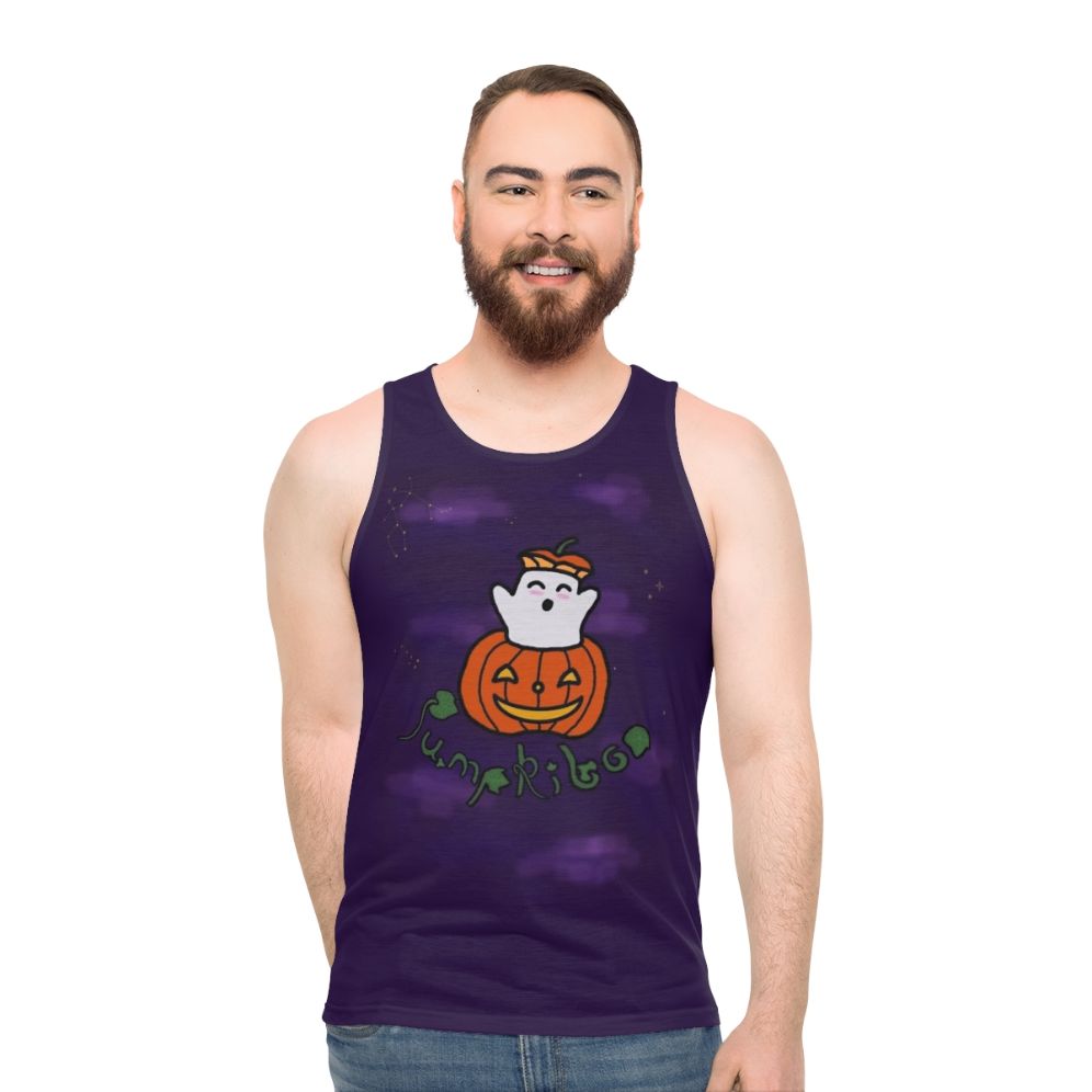 Pumpkin and ghost unisex tank top