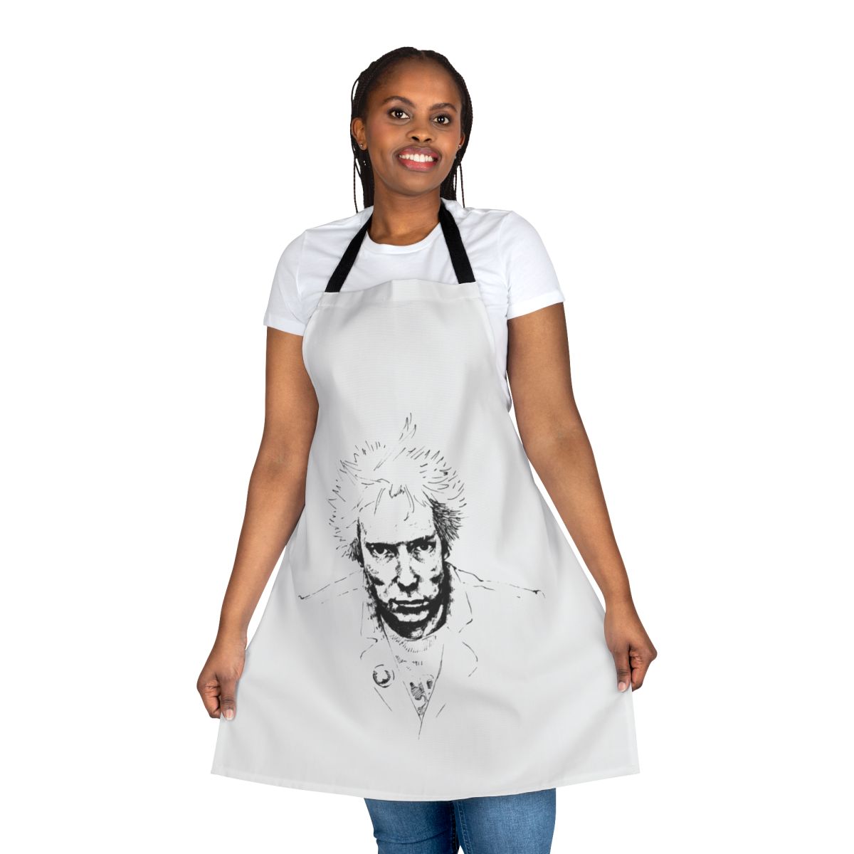 Punk anarchy apron with edgy design and social commentary