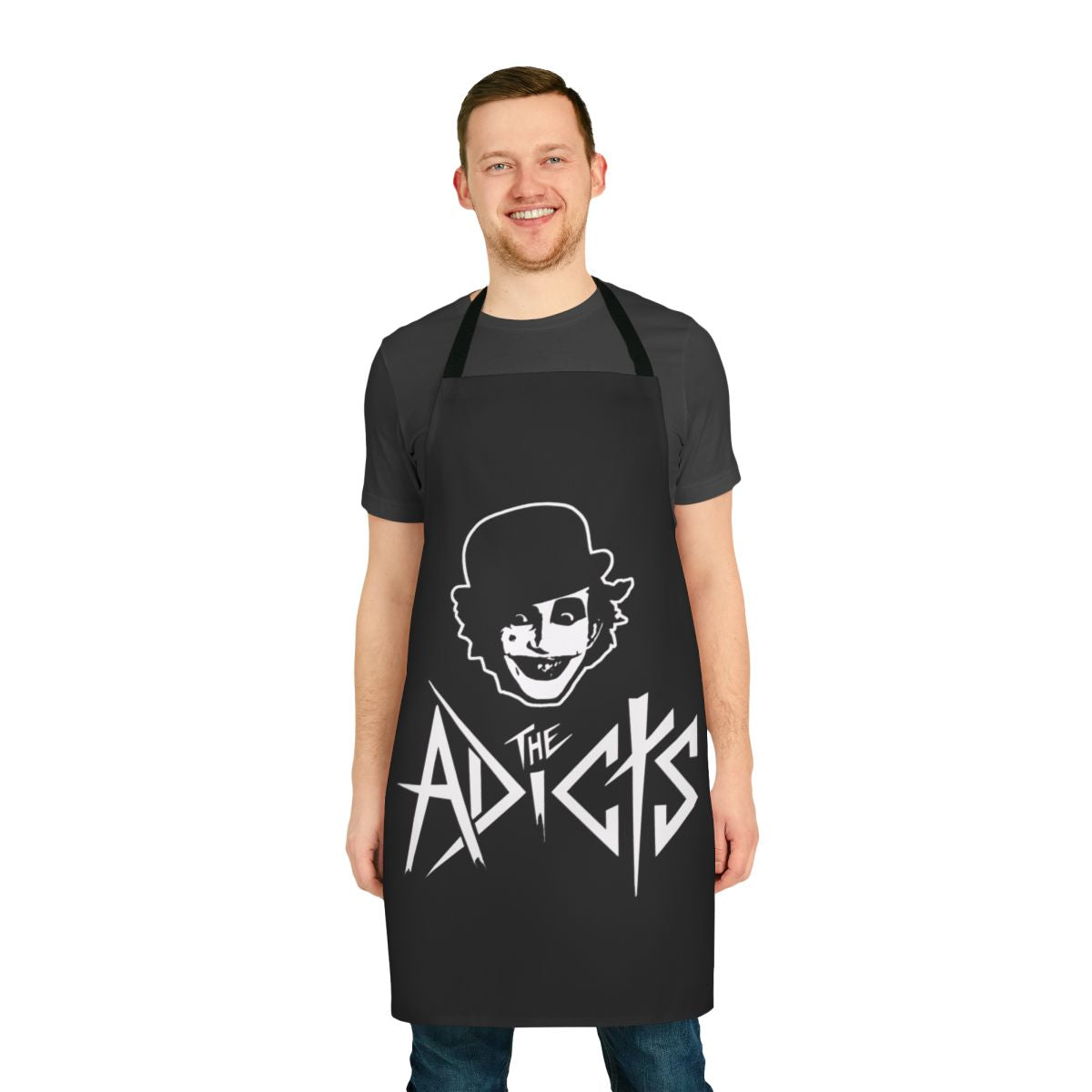 Punk-inspired apron featuring the Adicts band logo