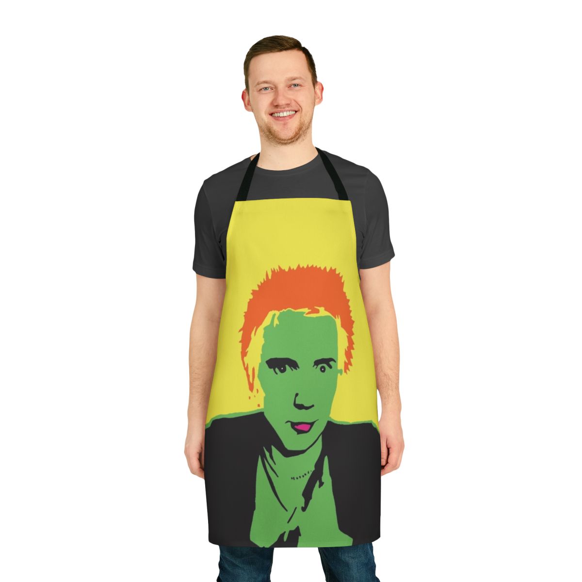 Apron featuring a stylized image of punk icon Johnny Rotten