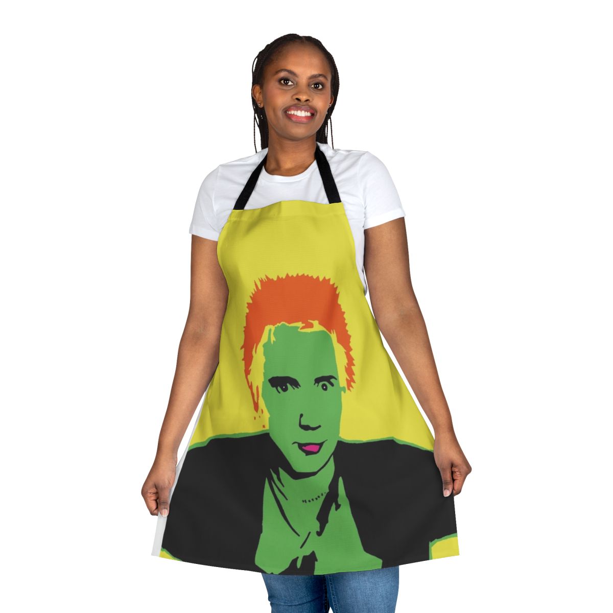 Apron featuring a stylized image of punk icon Johnny Rotten