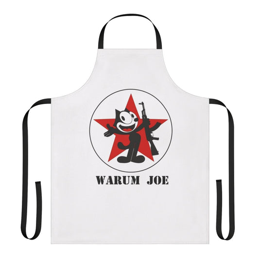 Customizable black apron with punk-inspired design