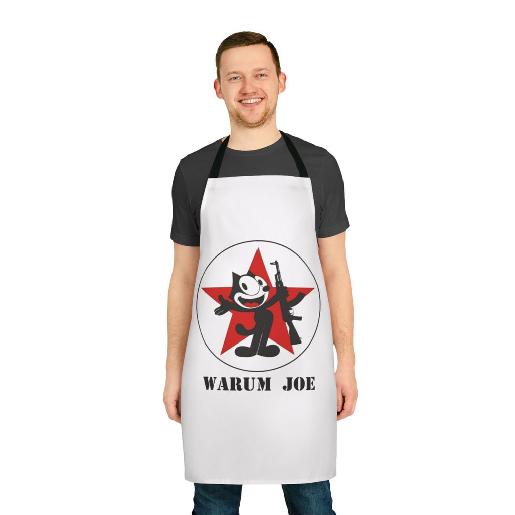 Customizable black apron with punk-inspired design