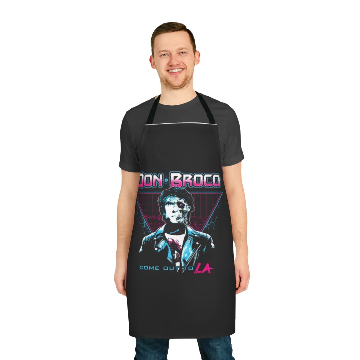 Don Broco-inspired neon kitchen apron with band members' names