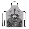 Punk-inspired apron featuring a graphic design of a raccoon, perfect for the kitchen, grilling, or as a unique gift