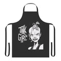 Punk-themed apron with a tank girl graphic, perfect for music lovers and partygoers.