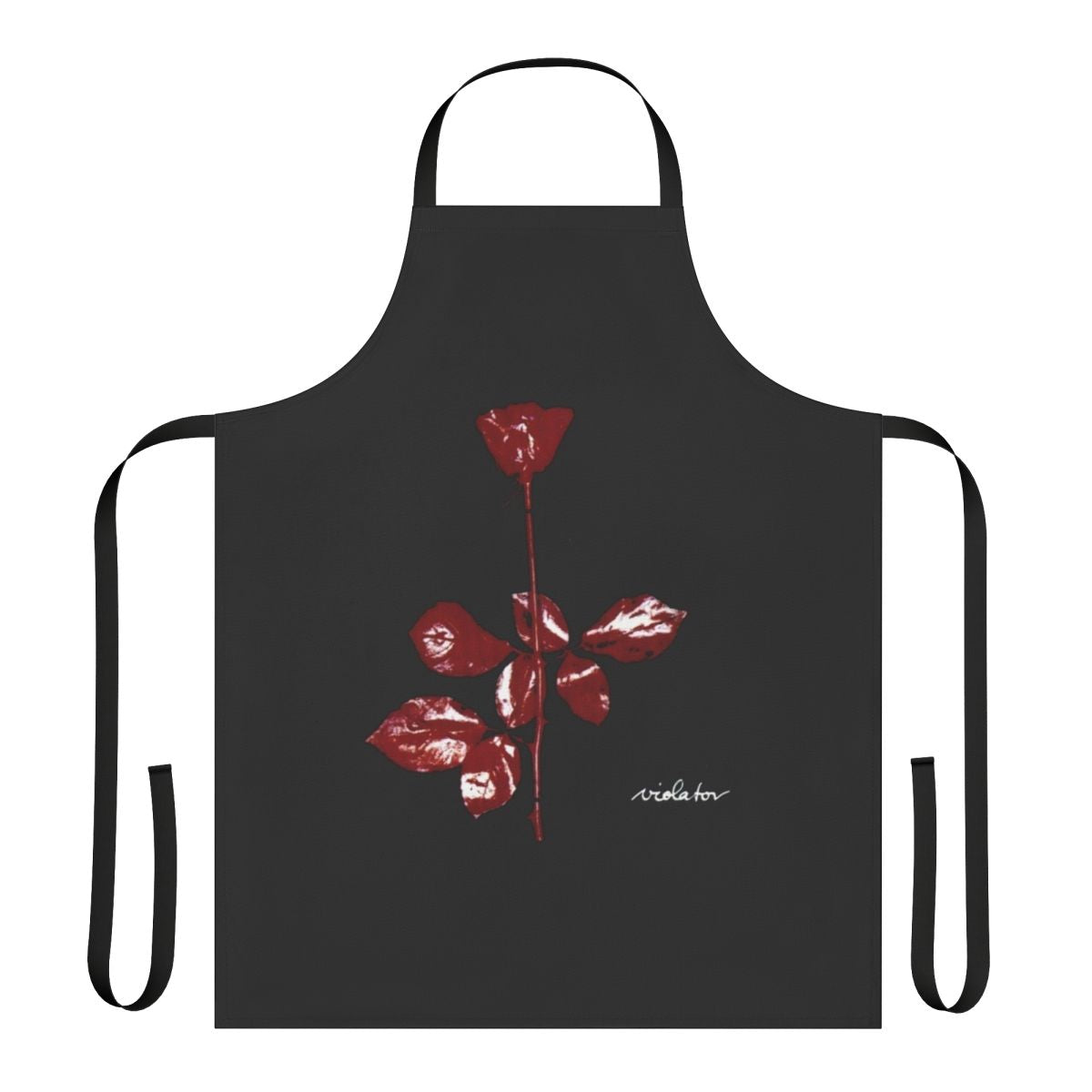 Black apron with 'Violator' text, perfect for the punk-inspired home cook