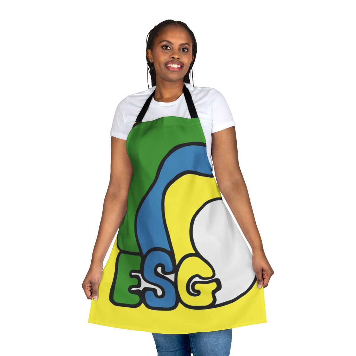Punk rock-inspired apron with bold design for music enthusiasts