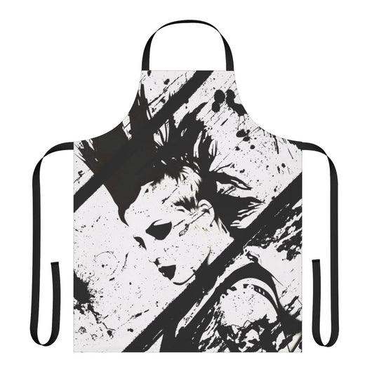 Artistic apron featuring a black and white portrait sketch of punk rock singer Brody Dalle.