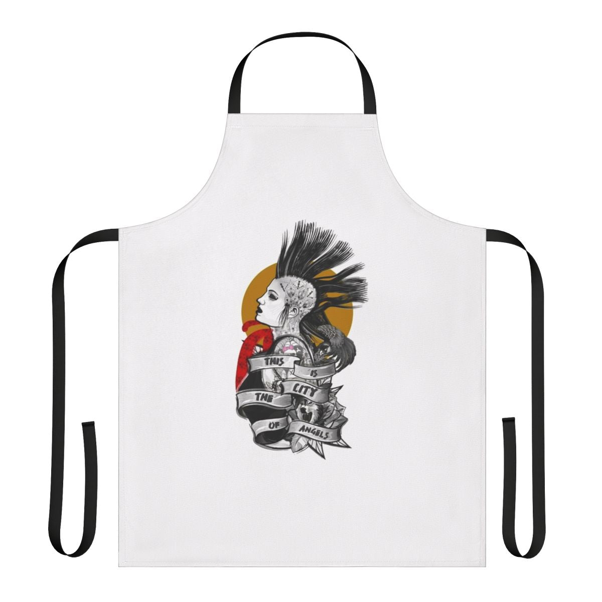 Stylish apron featuring a punk rock band design for music enthusiasts