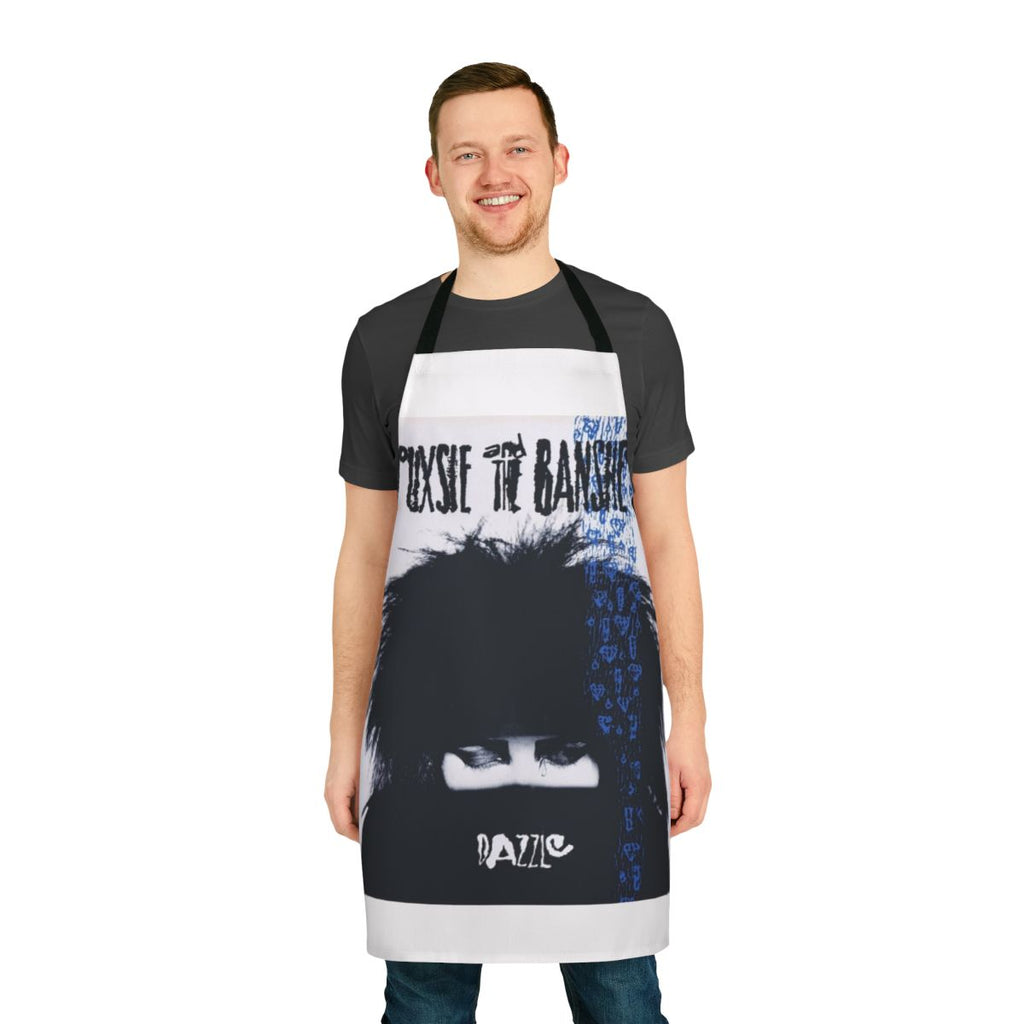 Punk rock-inspired apron with a Siouxsie and the Banshees design
