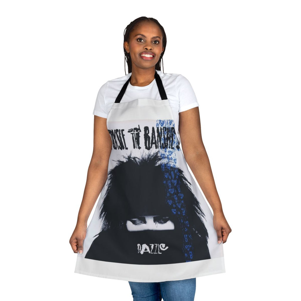 Punk rock-inspired apron with a Siouxsie and the Banshees design
