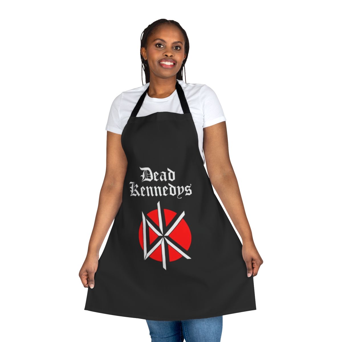 Punk rock-inspired apron featuring the iconic Dead Kennedys logo