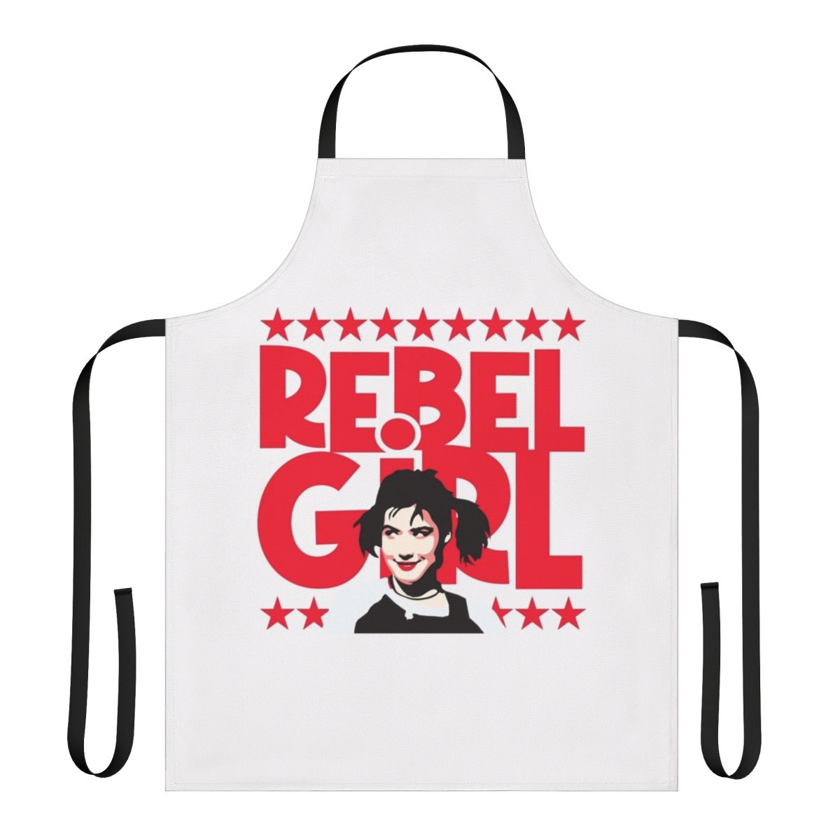 Punk rock inspired feminist apron with riot grrrl imagery
