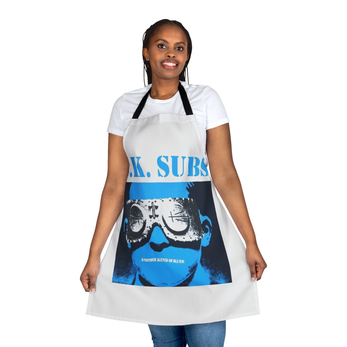 Punk rock themed apron featuring the album artwork for U.K. Subs' 'Another Kind of Blues'