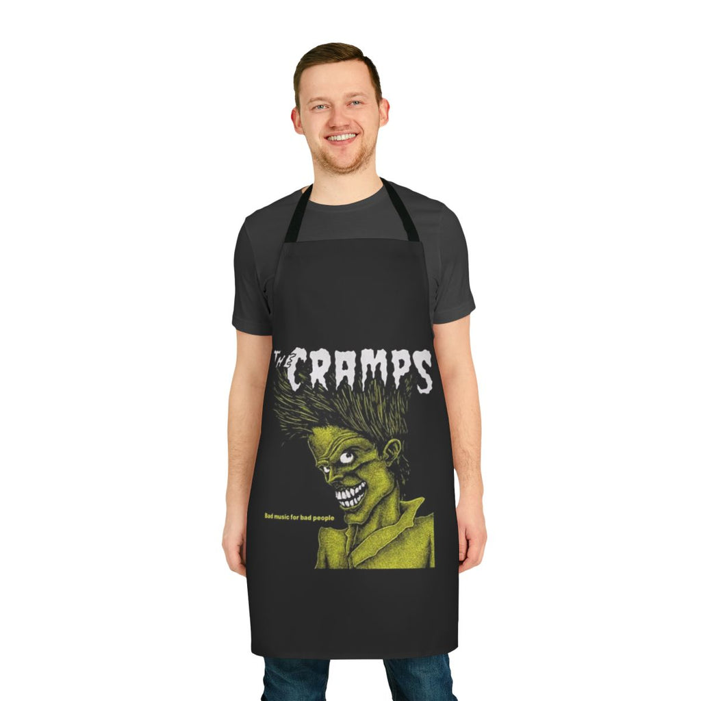 Punk rock style apron featuring the phrase "Bad People"