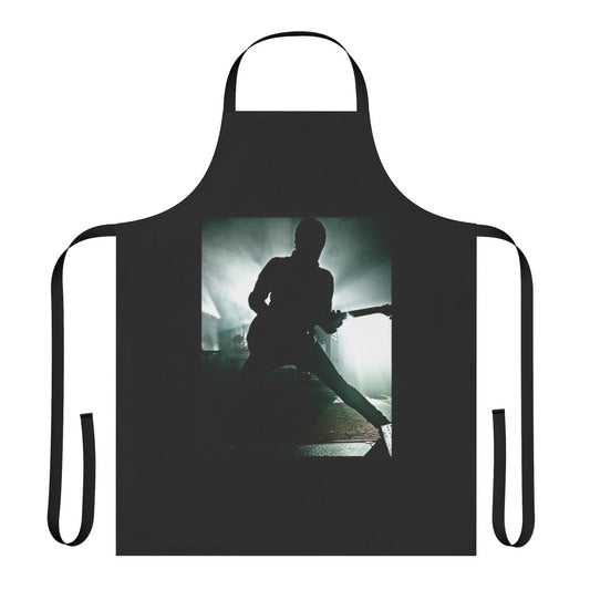 Punk rock inspired apron with band logo design
