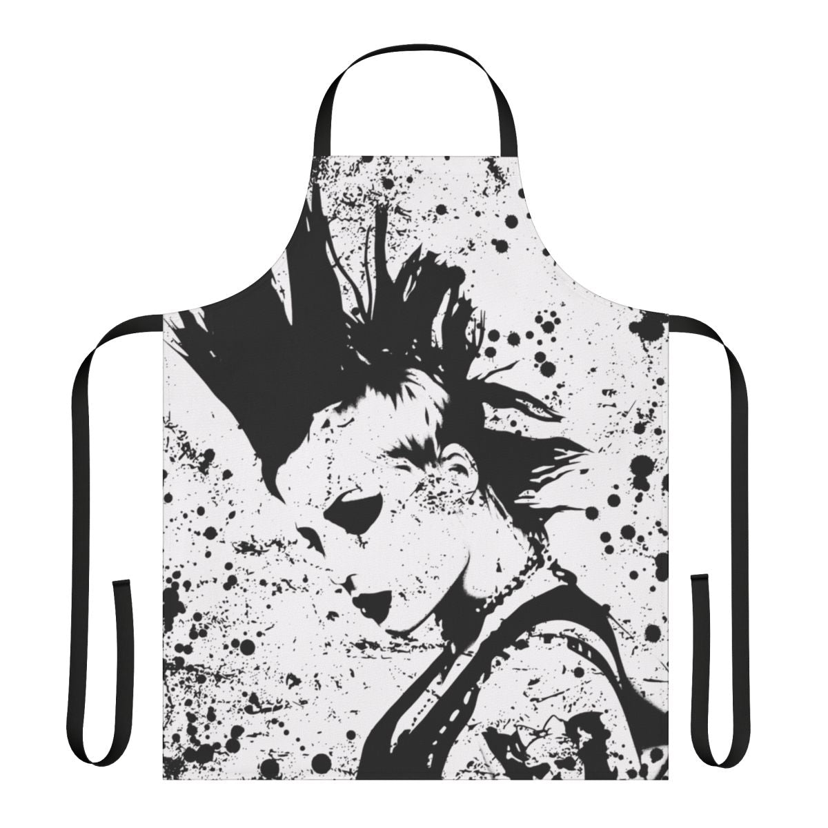 Artistic black and white apron featuring a sketch-style portrait of punk rock musician Brody Dalle.