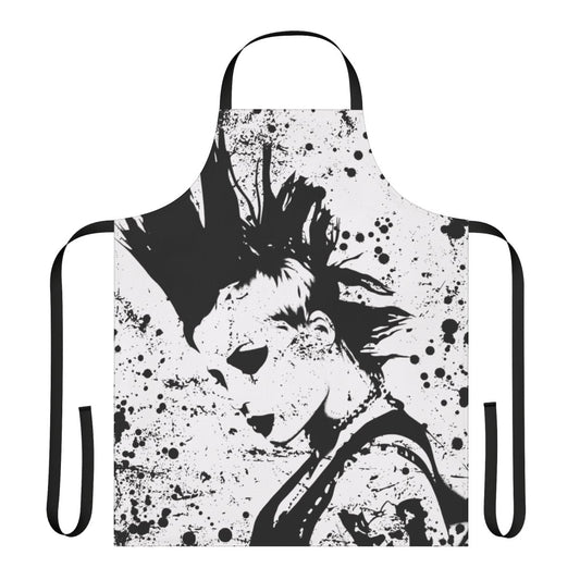 Artistic black and white apron featuring a sketch-style portrait of punk rock musician Brody Dalle.