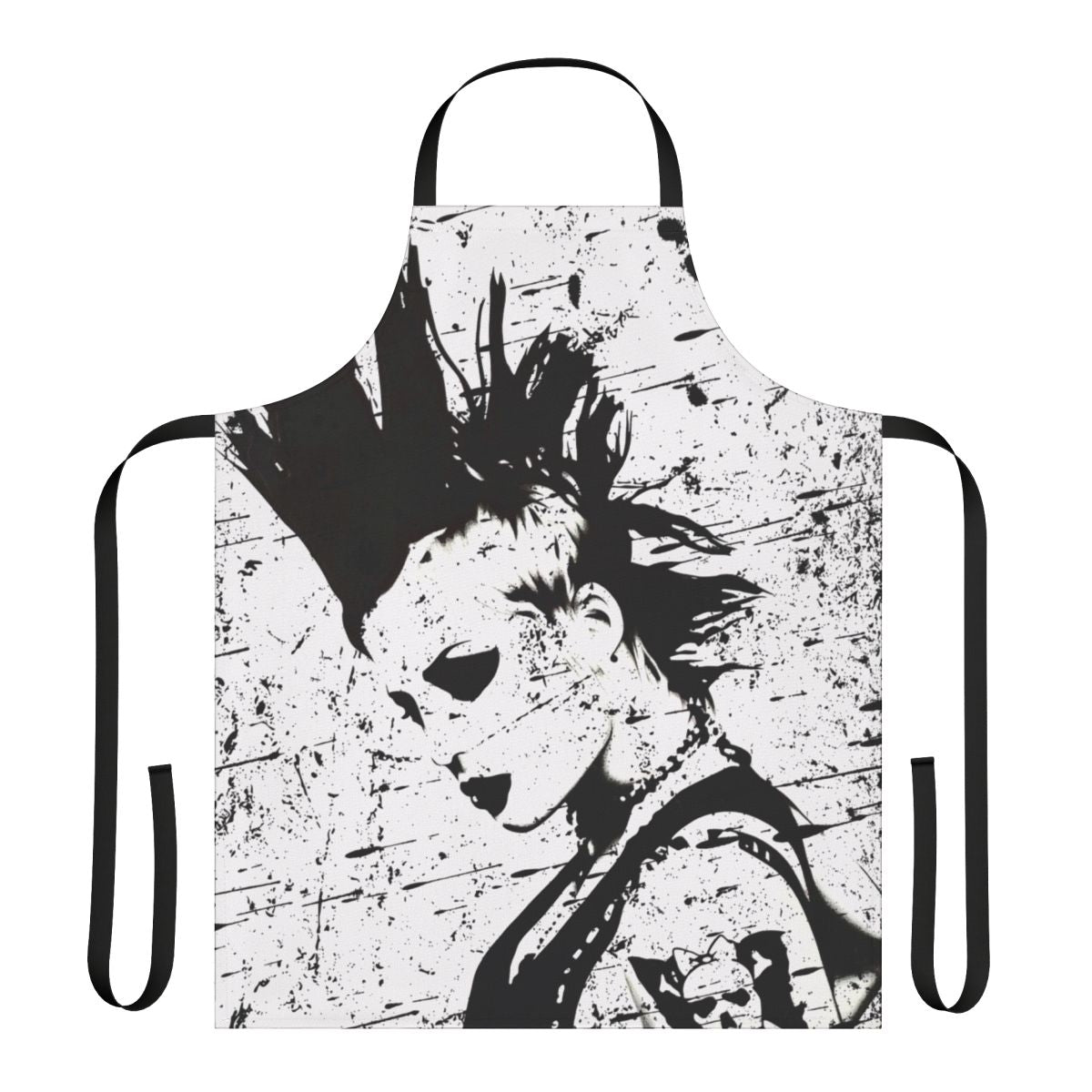 Punk rock inspired black and white apron featuring Brody Dalle, lead singer of The Distillers