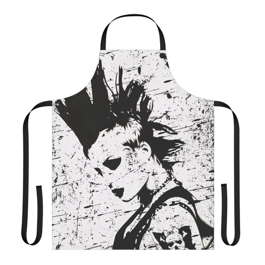 Punk rock inspired black and white apron featuring Brody Dalle, lead singer of The Distillers