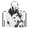 Black and white sketch portrait of punk rock musician Brody Dalle on an apron