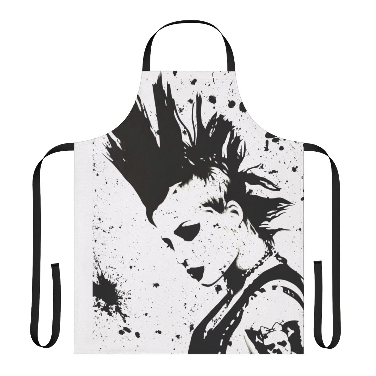 Black and white sketch portrait of punk rock musician Brody Dalle on an apron