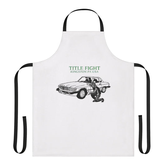 Punk rock-inspired car apron with various music genre tags