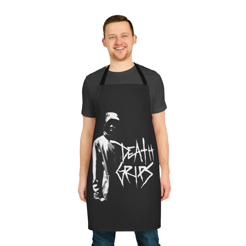 Stylized apron featuring the Death Grips logo and imagery