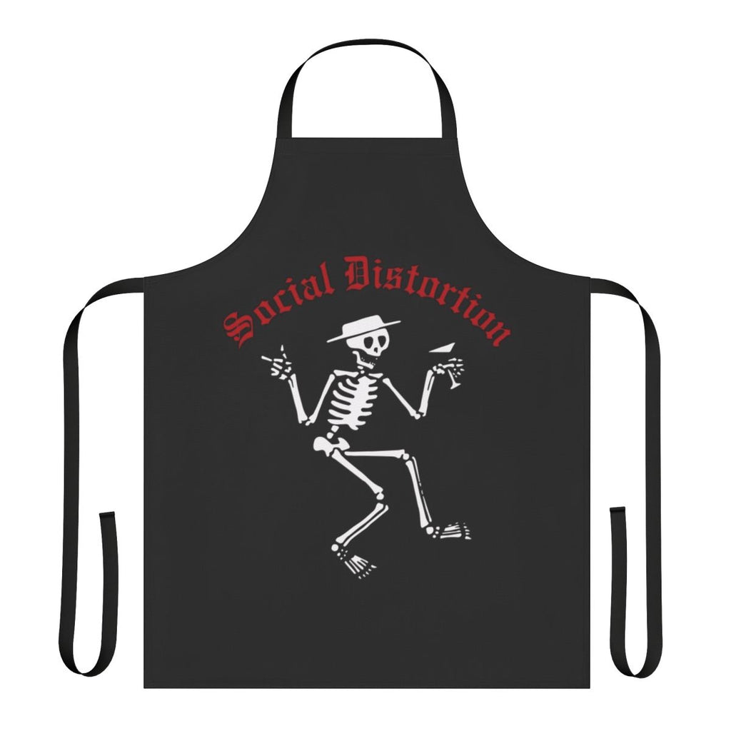 Punk rock inspired apron with a skull and skeleton design